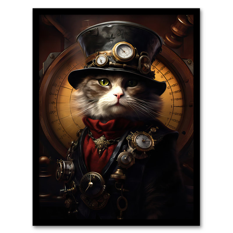 Sir Henry Trumpington III Steampunk Sea Cat Captain - Single Picture Frame Print