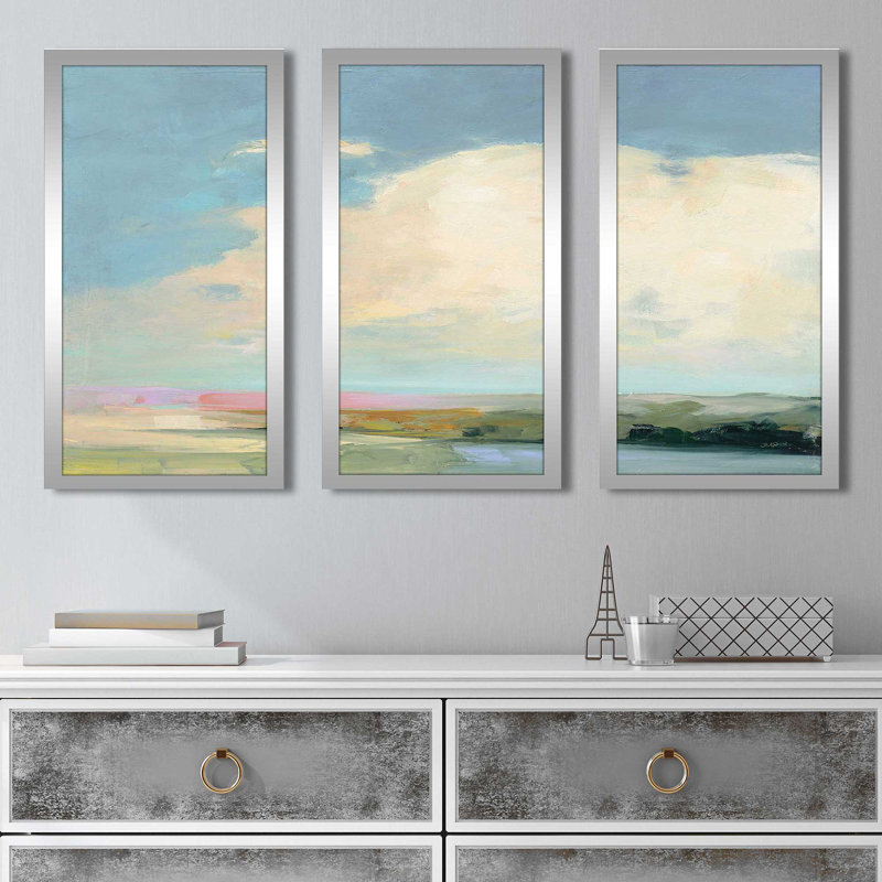 «Colorful Horizon II», peinture sur cadre 3 pièces, L 52,5 po x H 33,5 po x P 1 po