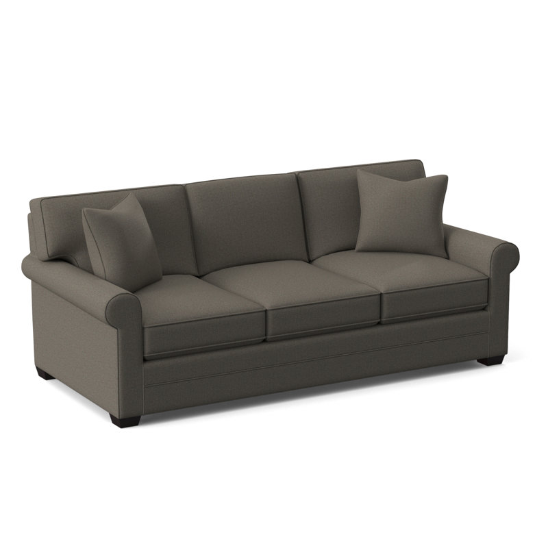 Bedford 86'' Upholstered Sofa, Java Finish, Gray Sugar Performance; 0863-84
