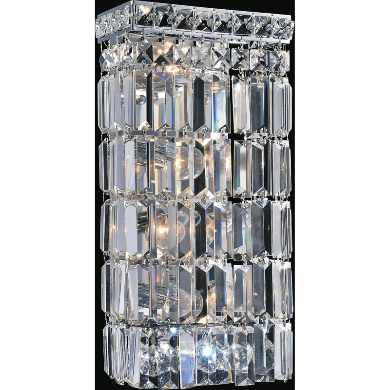 Marnell 7'' 4-Light Bathroom Sconce with Chrome Finish For Bathroom, Powder Room, Vanity Area – E12 LED Compatible – Crystal-Encrusted Modern Glam Design