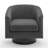 Applewold Upholstered Gray Corduroy Swivel Barrel Chair with Solid Wood Base-732036579