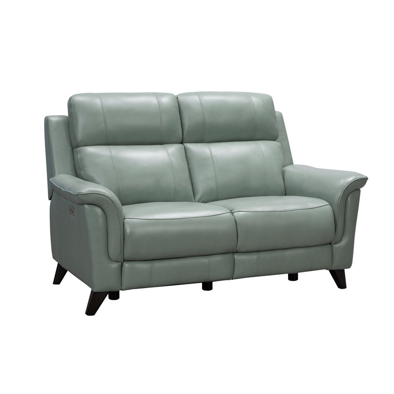 Neabsco Upholstered 63'' Power Reclining Loveseat, Lorenzo Mint Leather Match