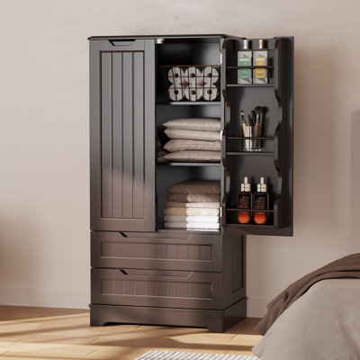 Bayview Elinna 47.2” Tall Kitchen Pantry with 2 Drawers, 3 Shelves, Handleless Design, Waterproof MDF Construction by Winston Porter
