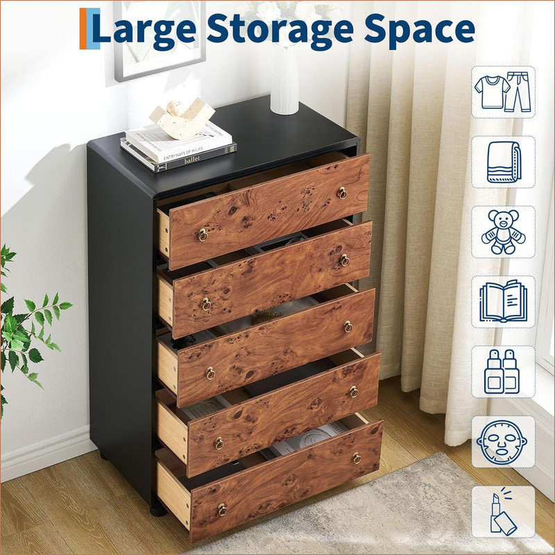 76.2 cm W Chest of 5 Drawers
