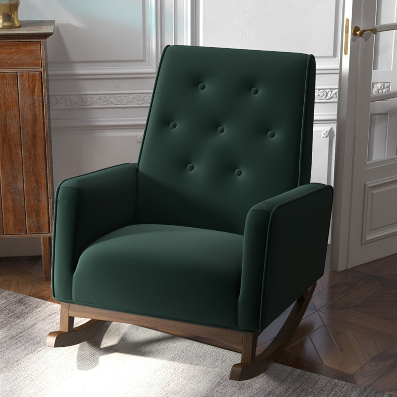 Chaise berçante élégante en tissu vert Demetrius, Vert