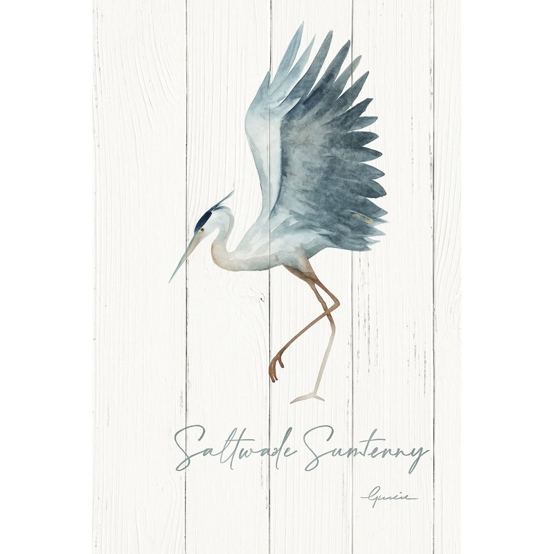 «Saltwater Serenity - Blue Heron», art mural sur toile, H 24 po x l 16 po