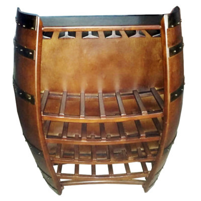 Solid Wood Floor Wine Bottle Rack in Brown
