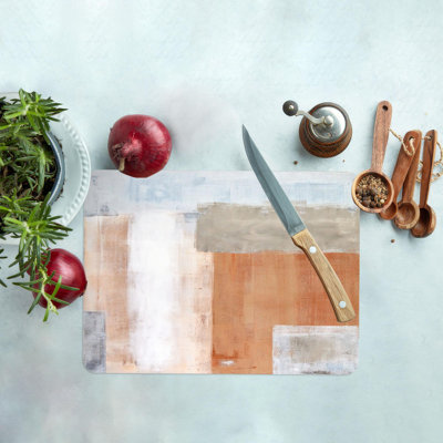 Brown and Gray Modern Design Serving Board Made of High-Quality Glass with Soft Tones Perfect for Cheese and Chopping Needs