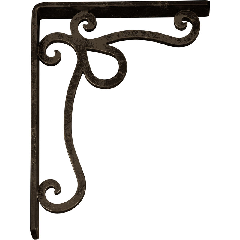 Support en fer forgé Orleans, Laiton antique, H 10 po x l 1,5 po x P 7,5 po