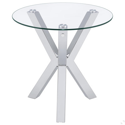 Table d'appoint chromée ronde en verre trempé