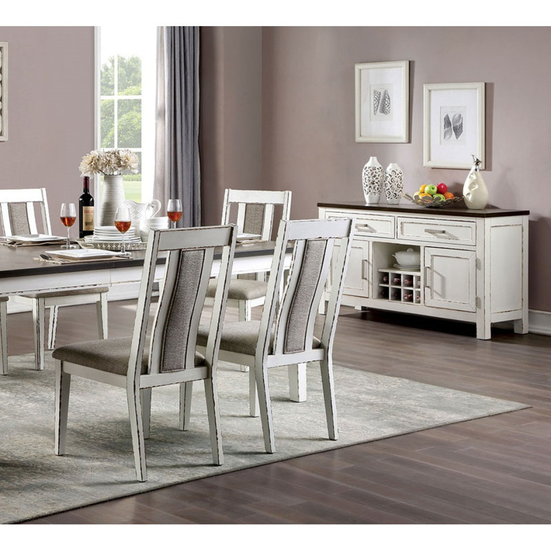 Ensemble de 2 chaises d'appoint classiques en bois massif gris patiné classique