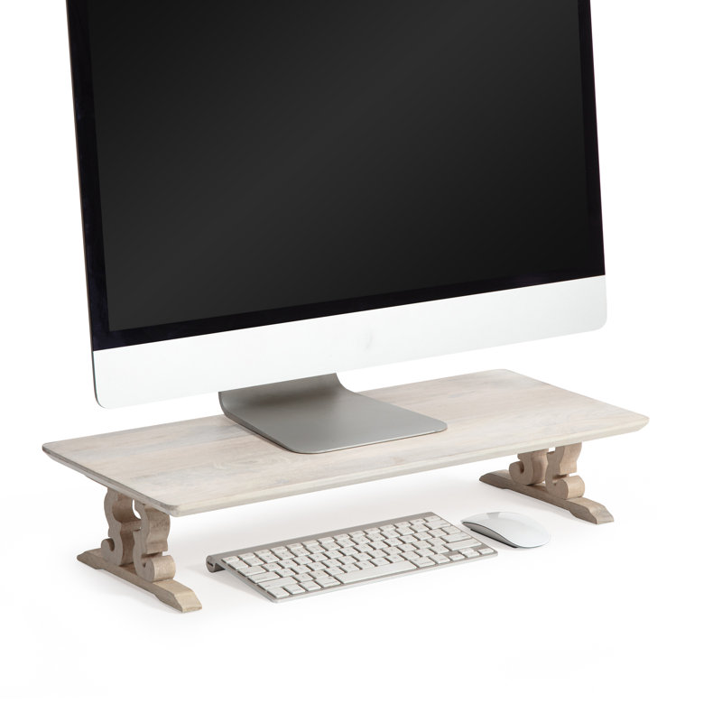 Coyt Solid Wood Monitor Stand, Whitewash, 24 Inches