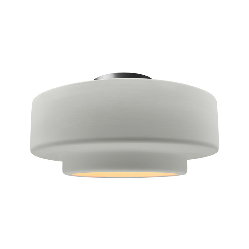 Plafonnier semi-encastré Radiance, H 8 po x l 16,5 po x P 16,5 po, Blanc mat, Nickel brossé