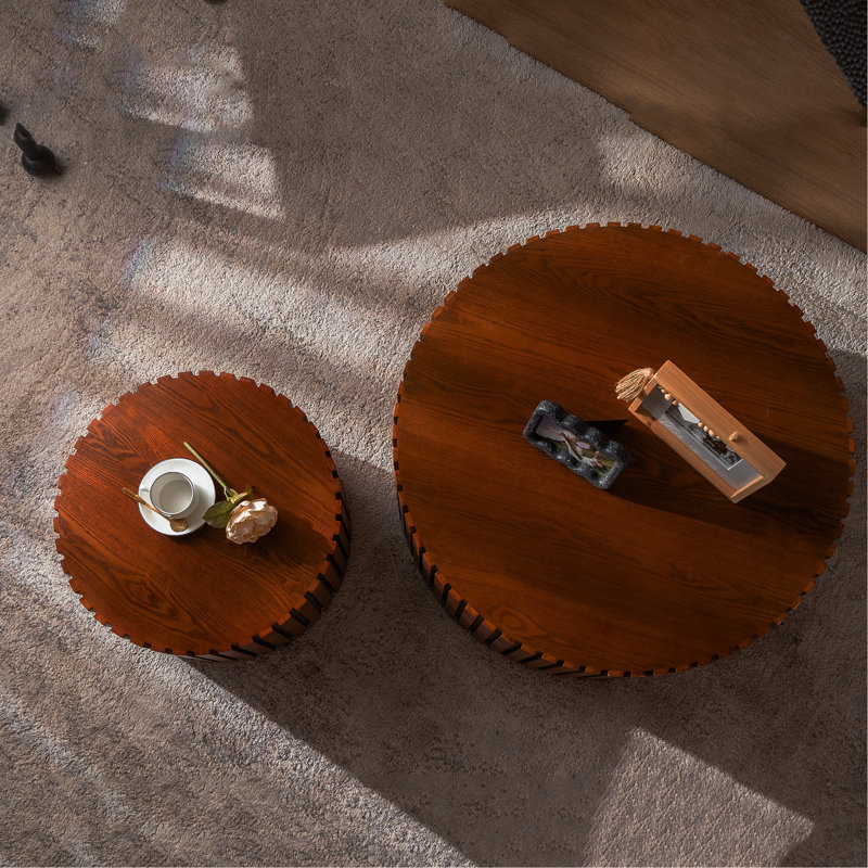 Table basse ronde en bois pour le salon et les petits espaces, H 15,75 po x L 27,56 po x l 27,56 po