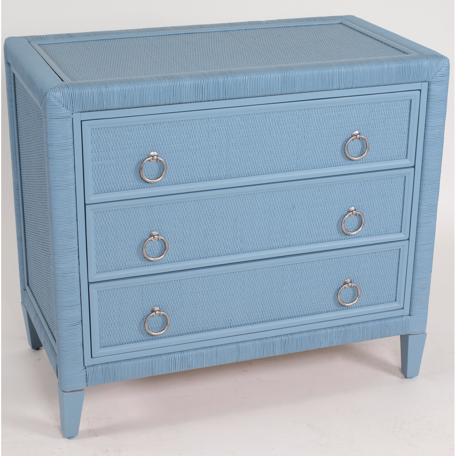 Warwick 3-Drawer Wicker Chest, Satin Nickel, Pacific