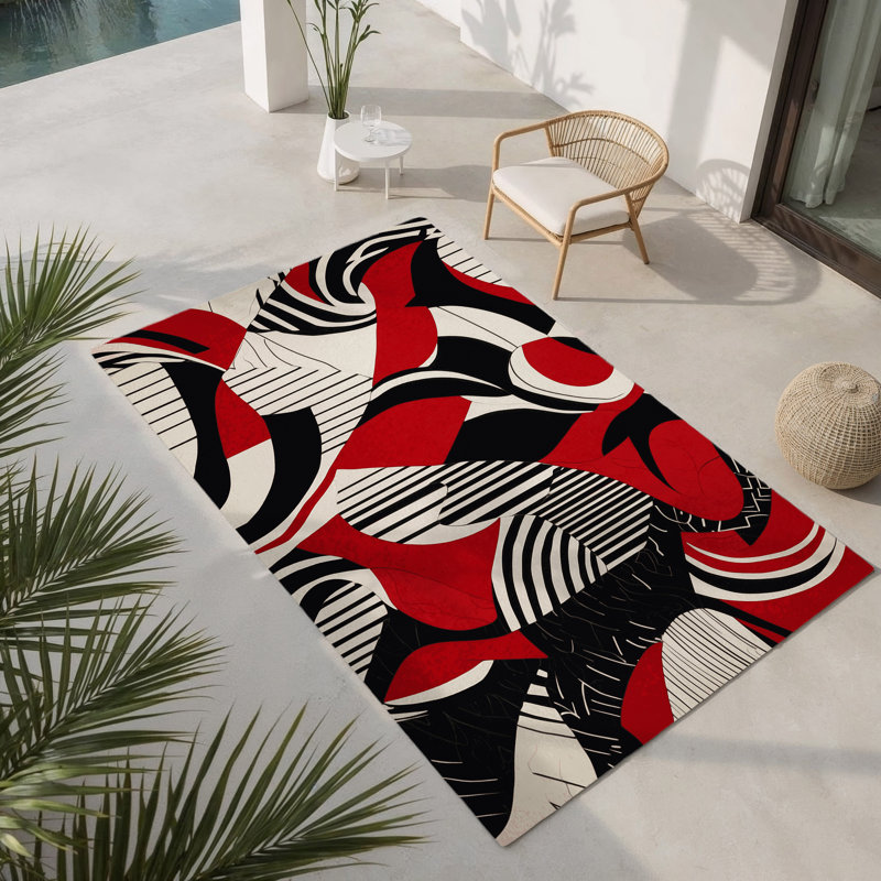 Flame Rift Indoor And Outdoor Area Rug, Rectangle 8' x 10'