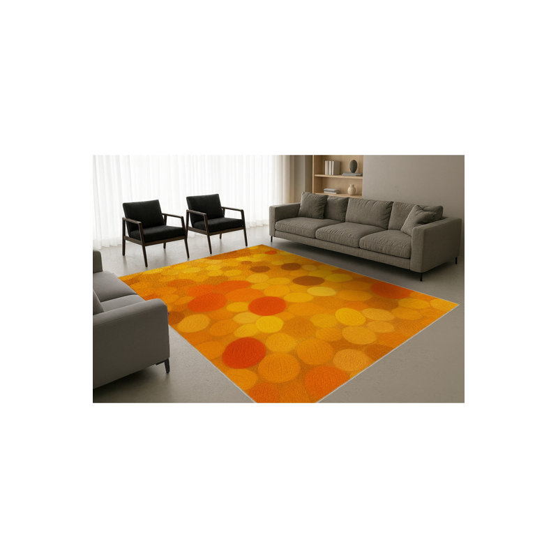 Tapis tissé orange traditionnel Mosso, 3'11" x 5'11"