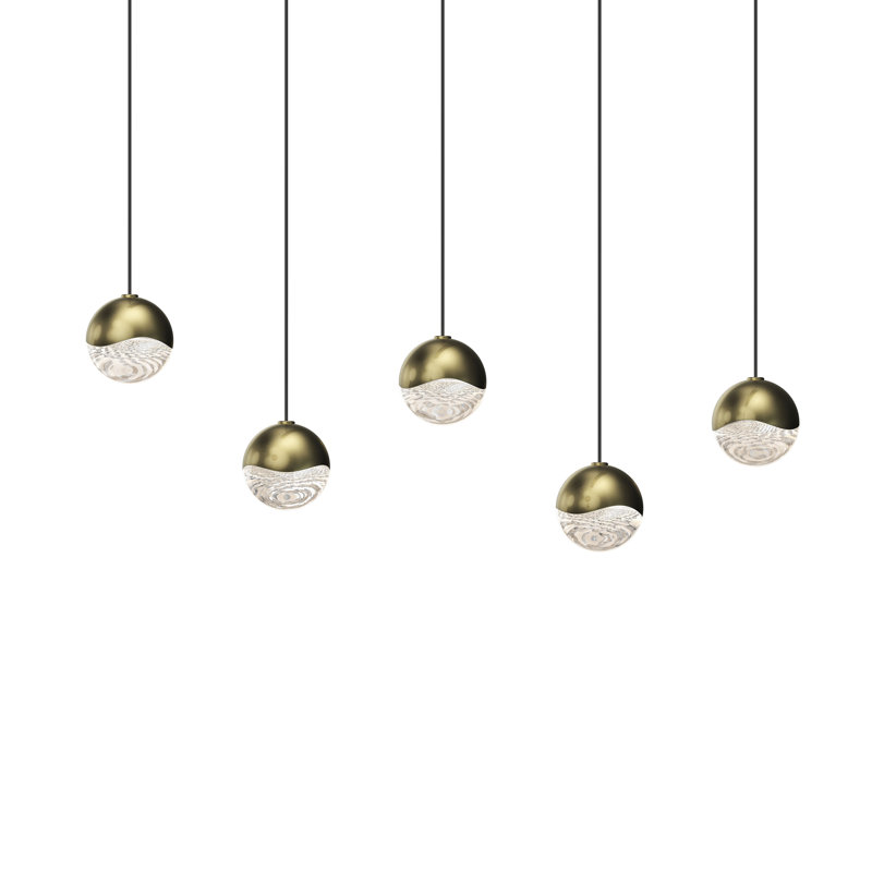 Grapes 5 - Light LED Pendant, 2.5" H x 36.5" W x 2.5" D, Satin Nickel