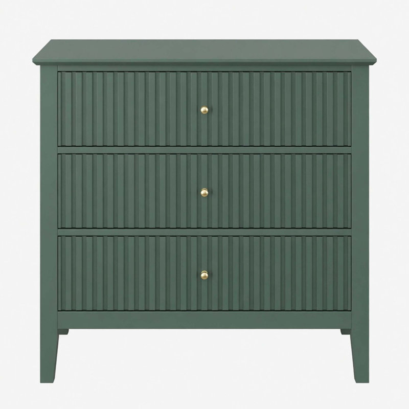 Table de chevet moderne à 3 tiroirs avec rangement à fermeture en douceur Modern, Green