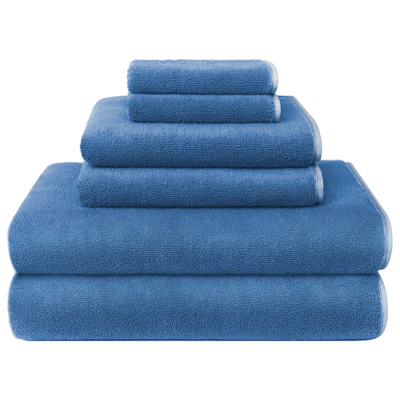 Ensemble de serviettes 6 pièces 100 % coton à séchage rapide, Bleu