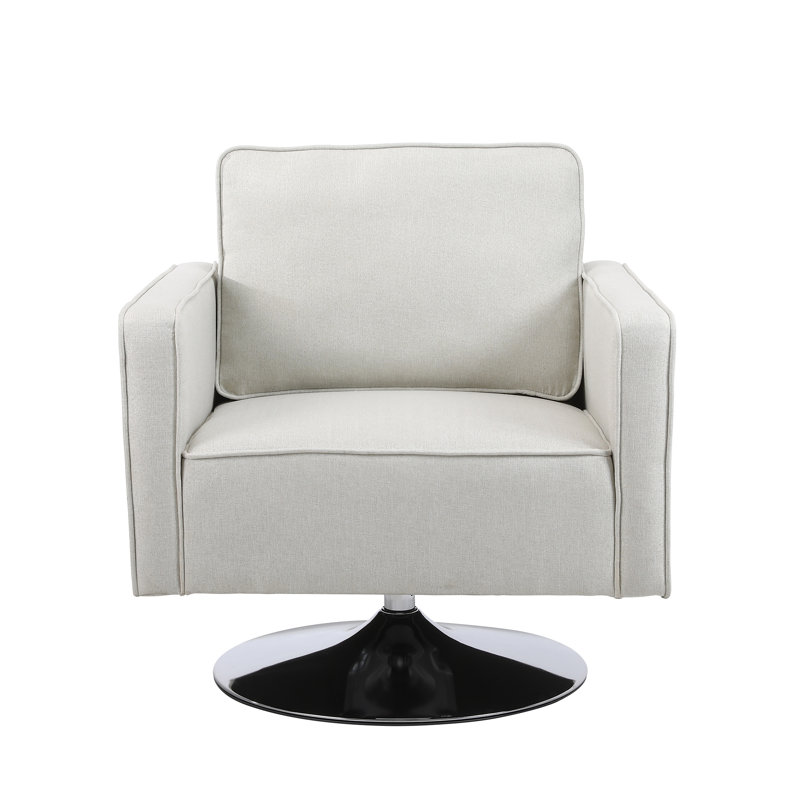 Fauteuil club pivotant 30,5 pouces Deysia, Mélange de coton beige