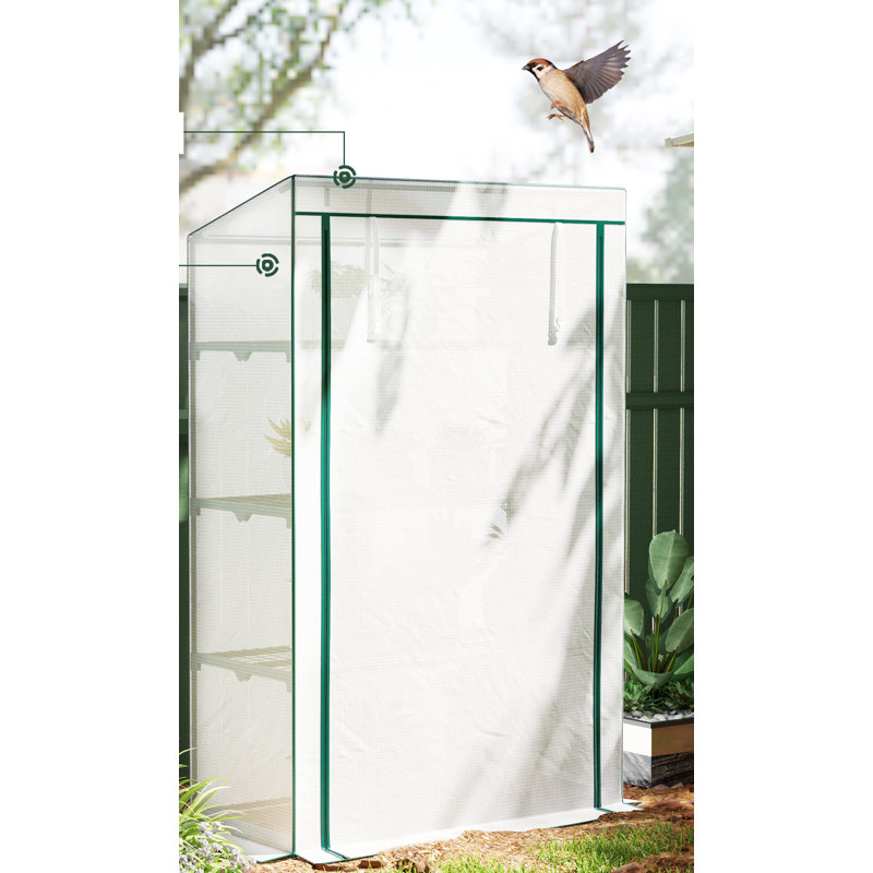4 Tier Lean-to Mini Greenhouse Portable 110 x 50 x 171cm Green
