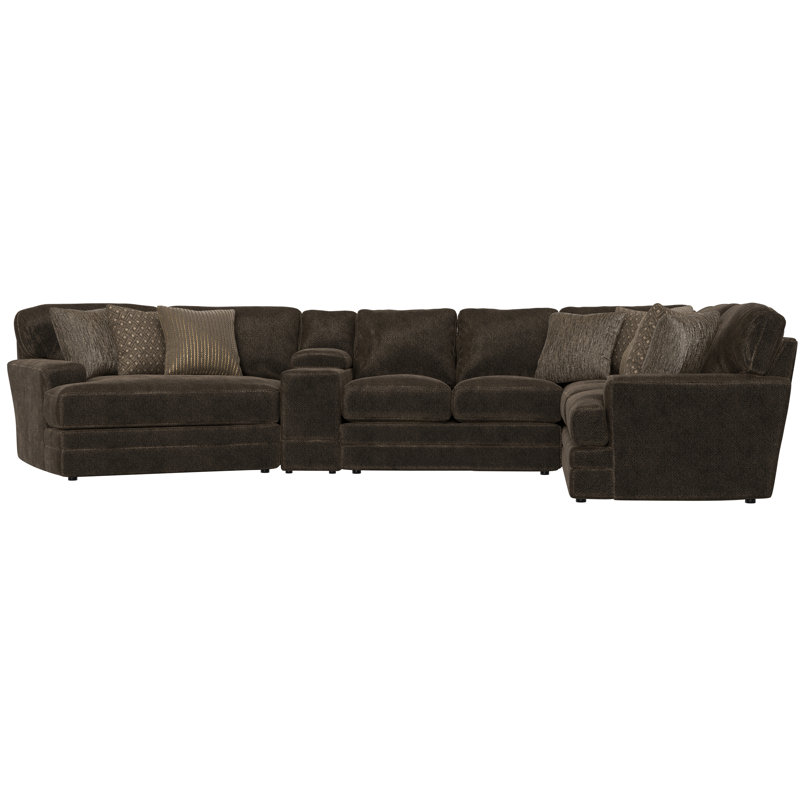 Canapé modulaire 4 pièces Delicia, Orienté à droite, Polyester brun