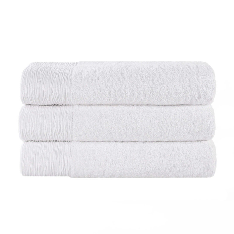Ensemble de serviettes en rayonne de bambou et en coton mélangé hypoallergénique, Blanc, Serviettes de bain - paquet de 3
