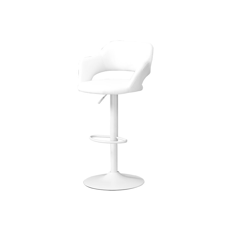 Tabouret de bar pivotant à hauteur réglable, siège de comptoir en métal blanc aspect cuir, pivotant moderne, structure de 25 à 30 pouces