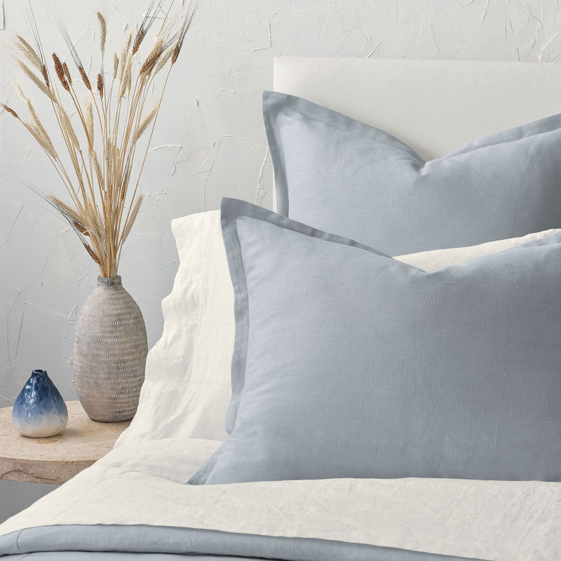 Resort Linen Program 100% Linen Zip Sham, Breeze Aqua, Standard