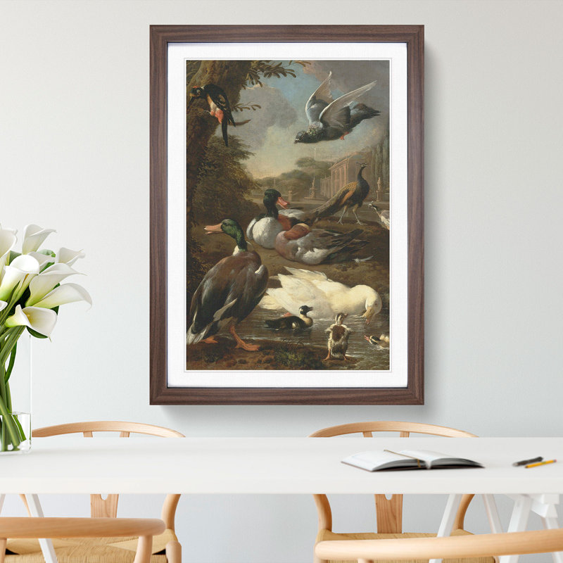Collection of Birds Vol.2 by Melchior D'Hondecoeter - Picture Frame Painting, 48cm H x 36cm W x 2cm D, Walnut Framed