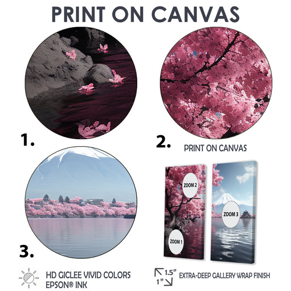 Lark Manor™ Japon Art Pink Mount Fuji II - Global Wall Decor | Wayfair