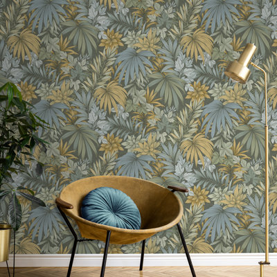 Allure Jungle Dark Moss Wallpaper