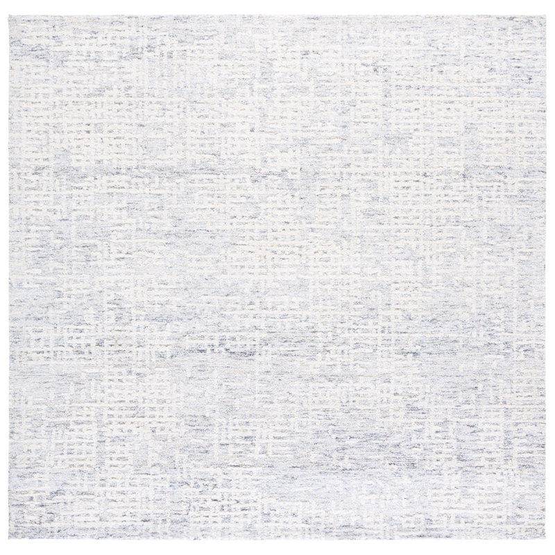 Ebony Hand Tufted Wool;Cotton No Pattern Rug, Square 6'