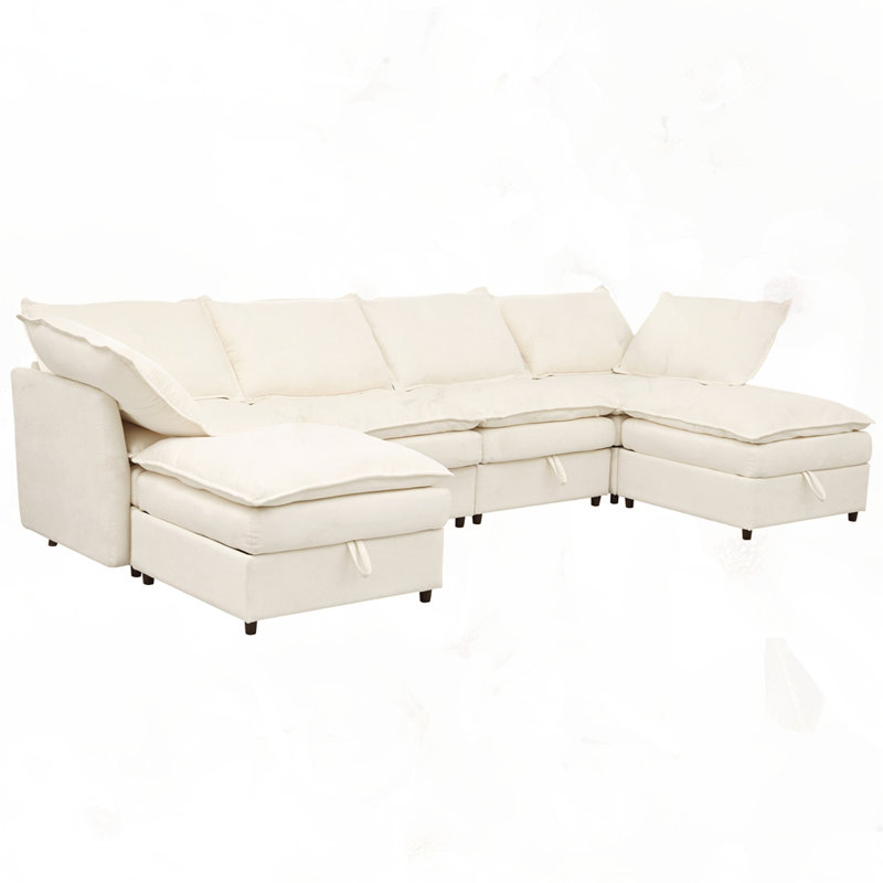 Canapé modulaire 6 pièces confortable et durable de 126 po, Beige