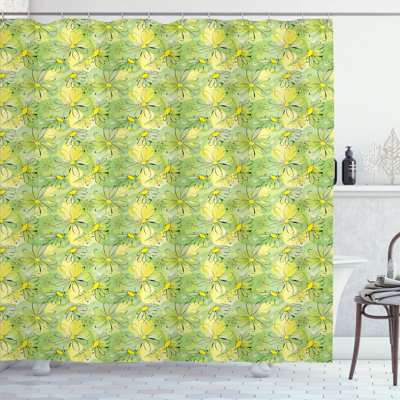 Floral Shower Curtain with Hooks Included