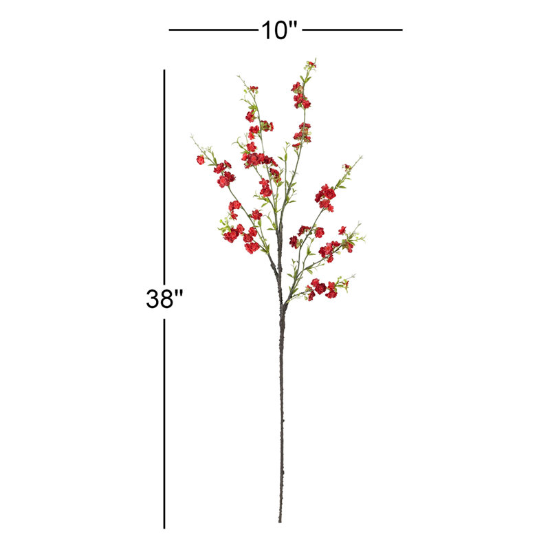 38'' Faux Cherry Blossom Branch, Red
