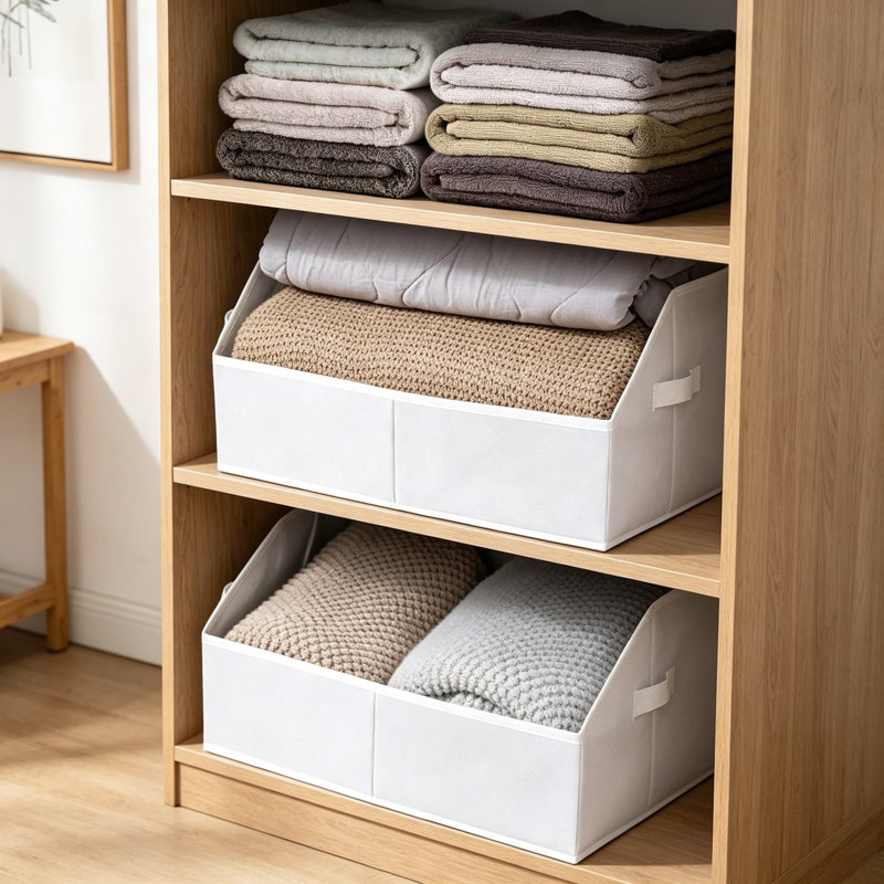 Fabric Bins for Organization - Trapezoid Storage Cubes, Large Baskets for Shelves, Closet Organizer Bins for Clothes, Books, Home, Office, Non-Woven, Breathable, 6 Pack