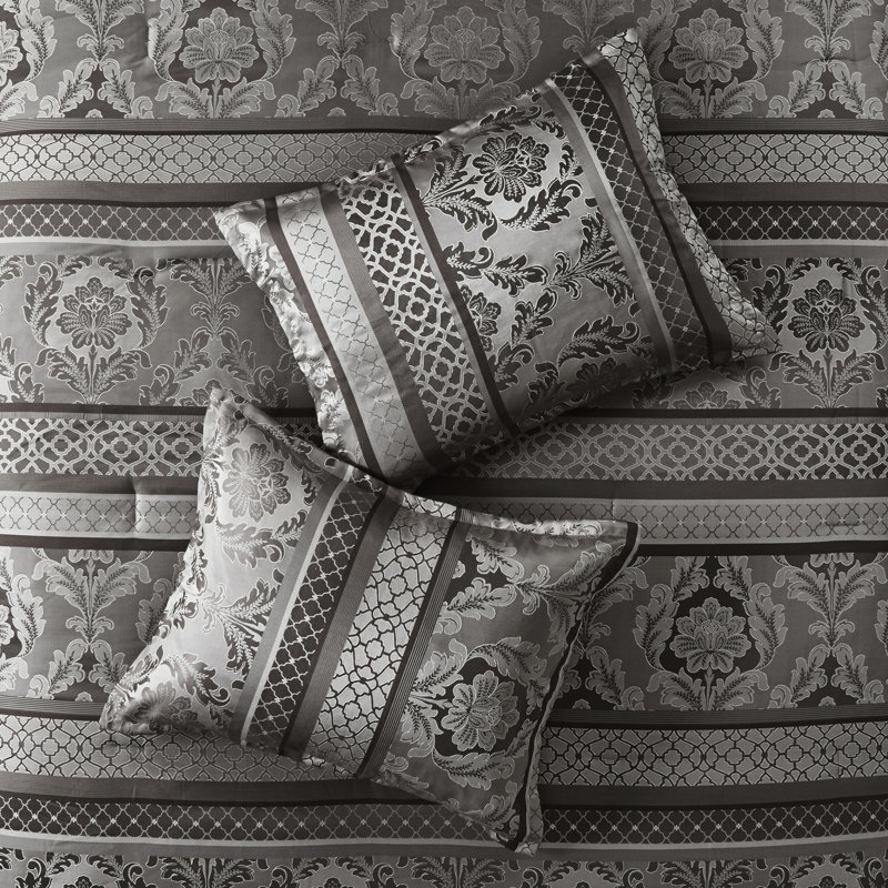 Literie très grand gris - 7 pièces format Grace, Édredon de très grande taille et 6 pièces suppl, Gris