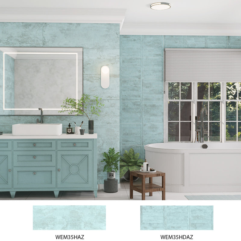 Habanera Decor 11-7/8 In. X 35-1/2 In. Ceramic Wall Tile, Blue