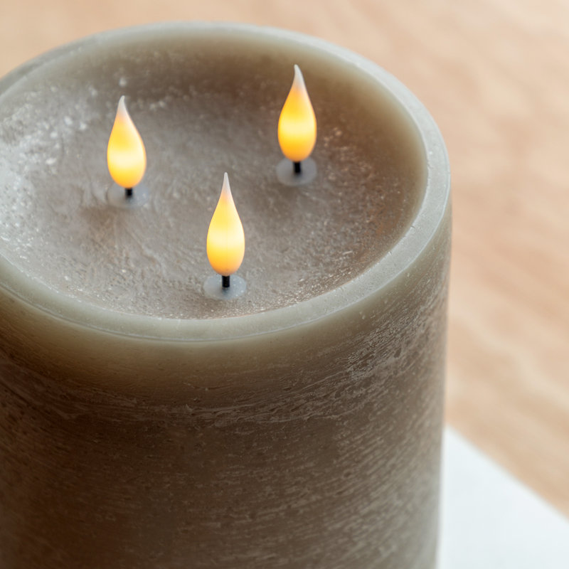 Unscented Flameless Pillar Candle with Plastic Holder, Grey
