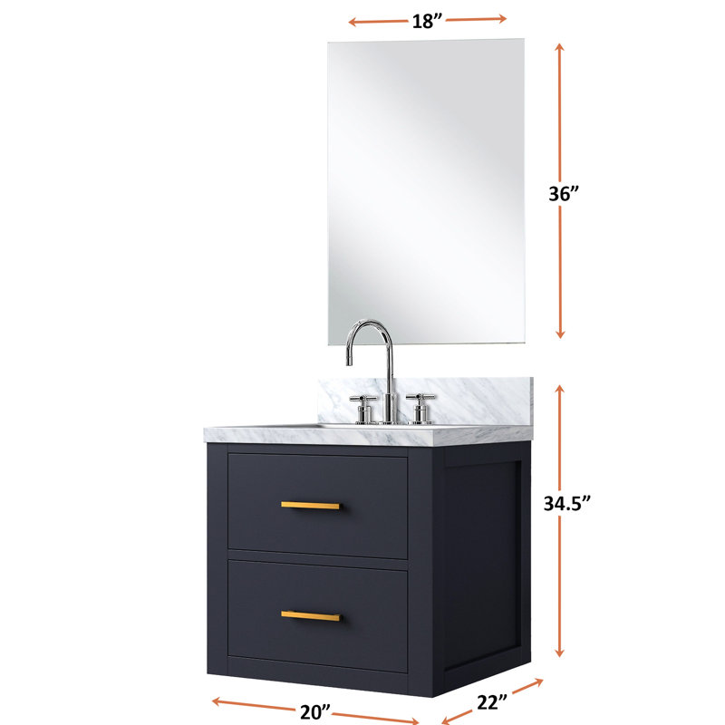 20 po Meuble-lavabo bleu X 18 avec comptoir en acrylique et comptoir de salle de bain assemblé avec robinet inclus, Bleu