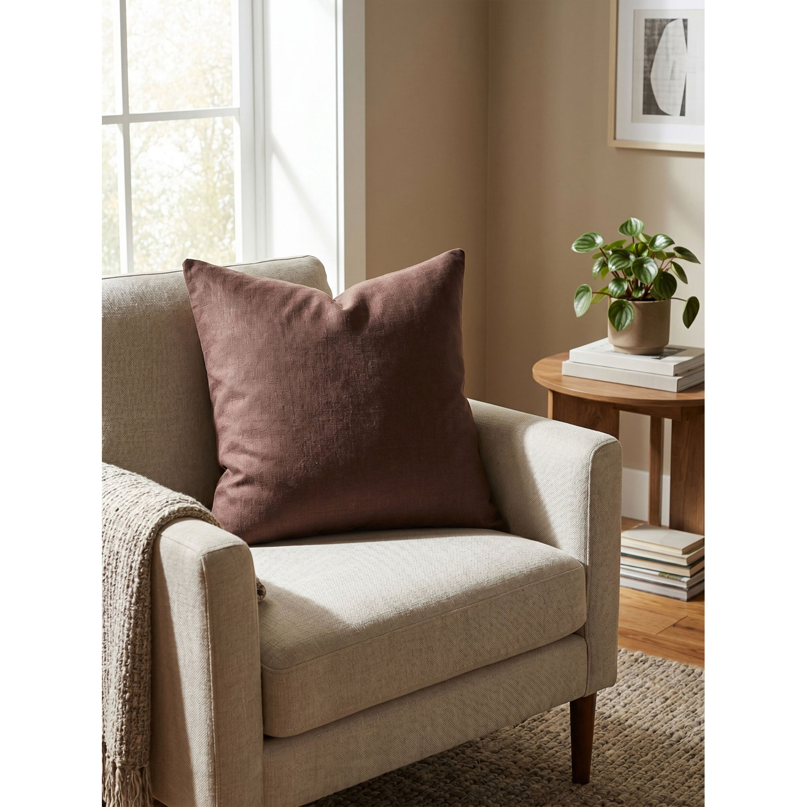 Lanie Accent Pillow, Dark Brown, Duck Down, Rectangle 12"H x 21"W
