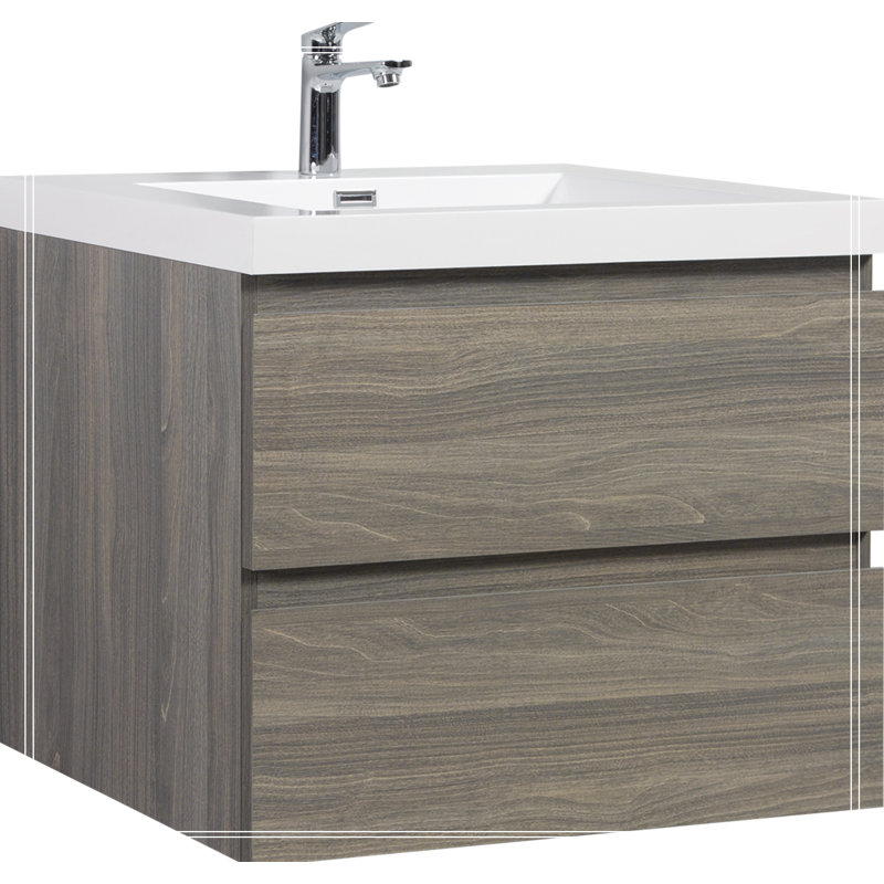 30" Floating Bathroom Vanity with Sink, Modern Wall-Mounted Bathroom Storage Vanity Cabinet, Gray