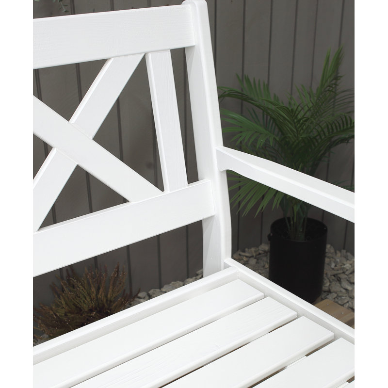 Nystead Solid Wood Pine Outdoor Bench, H88 x W107 x D64cm, White