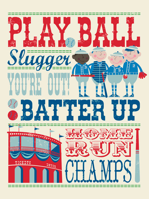 Art sur toile baseball play all day