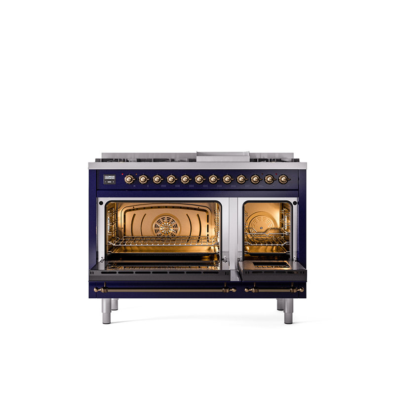 ILVE Nostalgie II 48 Dual Fuel Range , Midnight Blue/Bronze, Liquid Propane