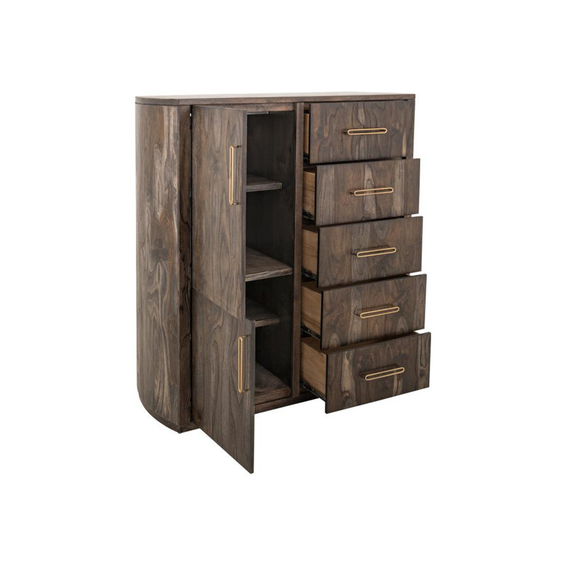 Commode pour homme 5 tiroirs et 2 portes Balam, Noir