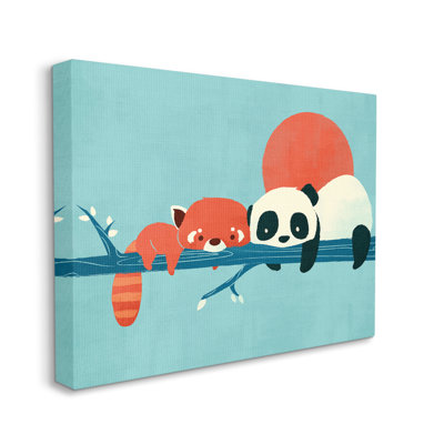 Pandas sur une branche sur toile par Jay Fleck