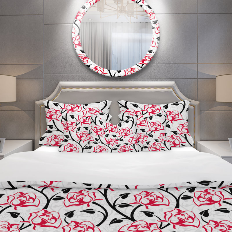 Ensemble de housse de couette en microfibre rouge / noir, Housse de couette très grand + 2 taies décoratives